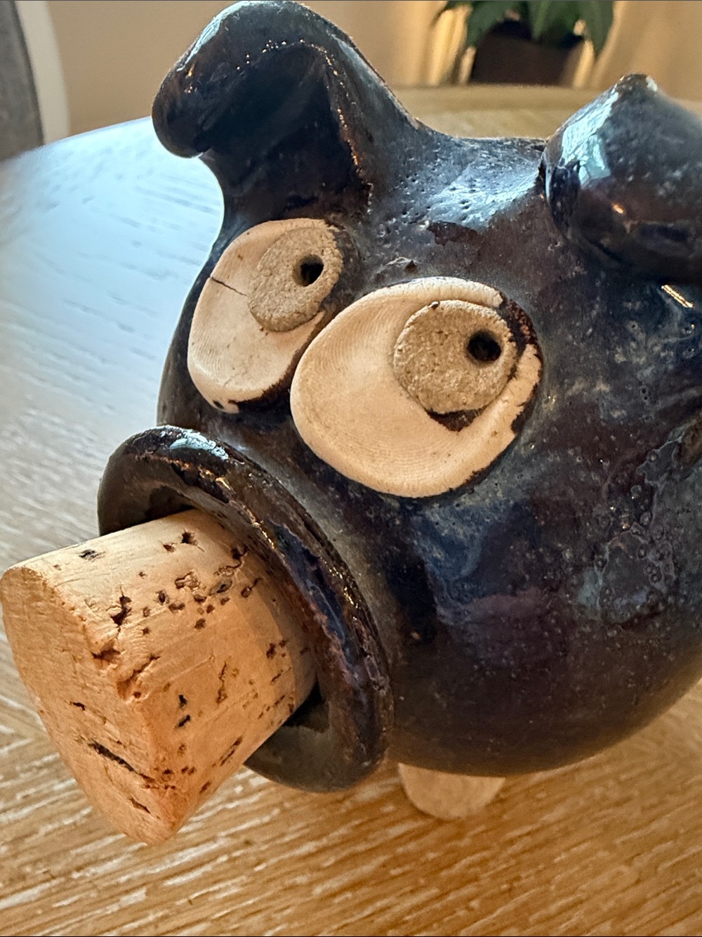 Handmade Ceramic Pig piggy bank - Dark Brown